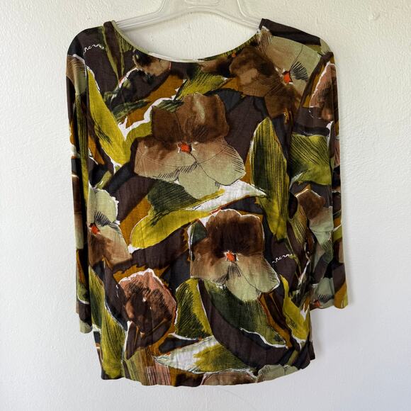 Chico's Green and Brown Floral Blouse - Picture 5 of 7